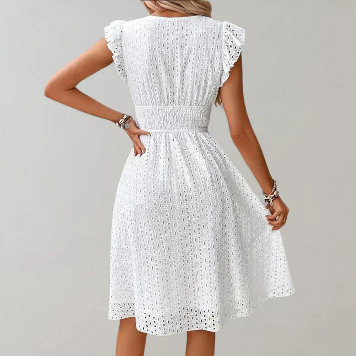 Siri | Vestido Midi con Mangas de Volante para Mujeres