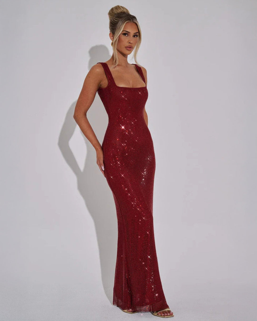 Vestido de Noche Formal Embellecido Celeste
