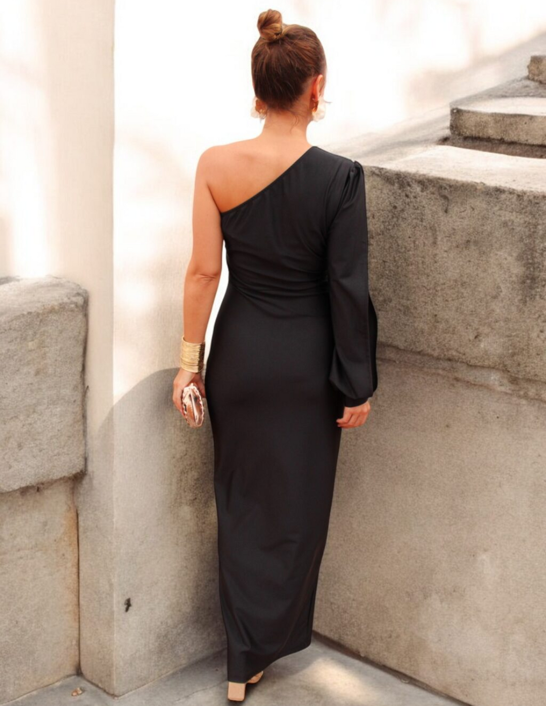 Berenice | Vestido Midi de Manga Larga con Un Hombro para Mujeres