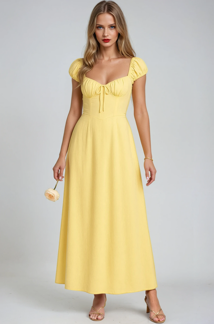 Vestido Maxi Prom Amarillo Imperio