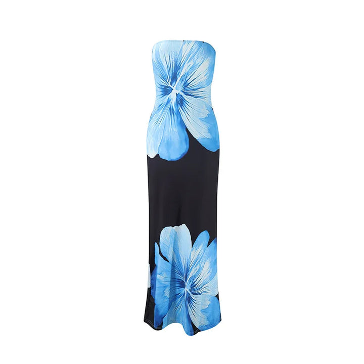 Vestido Maxi Floral Sin Tirantes – Vestido de Noche Elegante para Mujeres