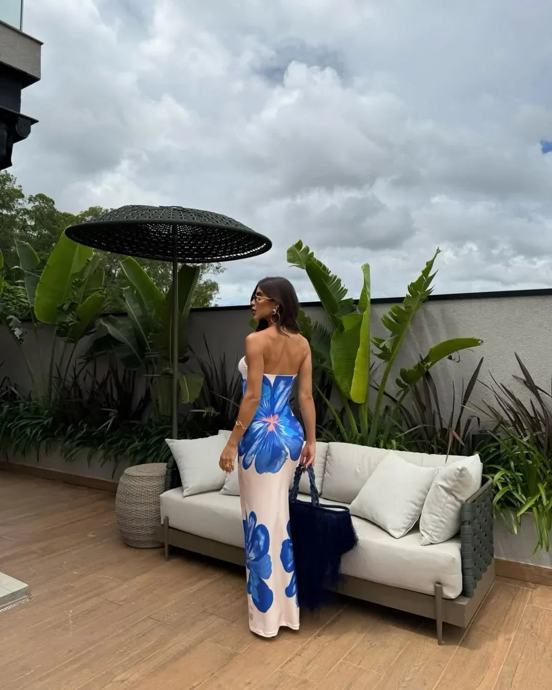 Vestido Maxi Floral Sin Tirantes – Vestido de Noche Elegante para Mujeres