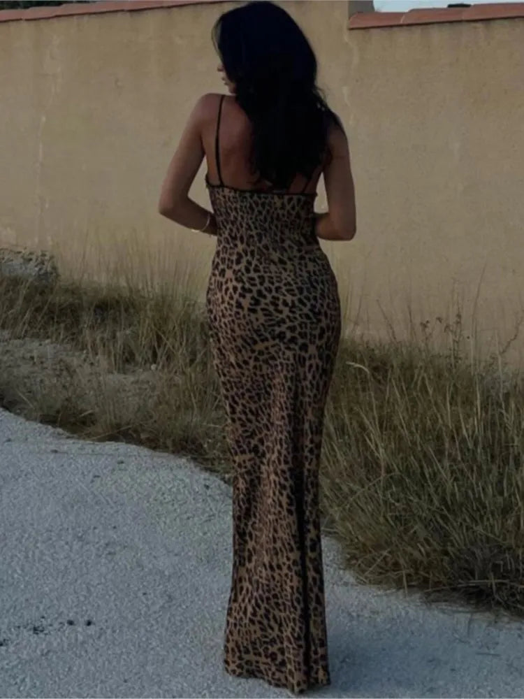 Vestido Maxi de Fiesta de Patrón de Leopardo