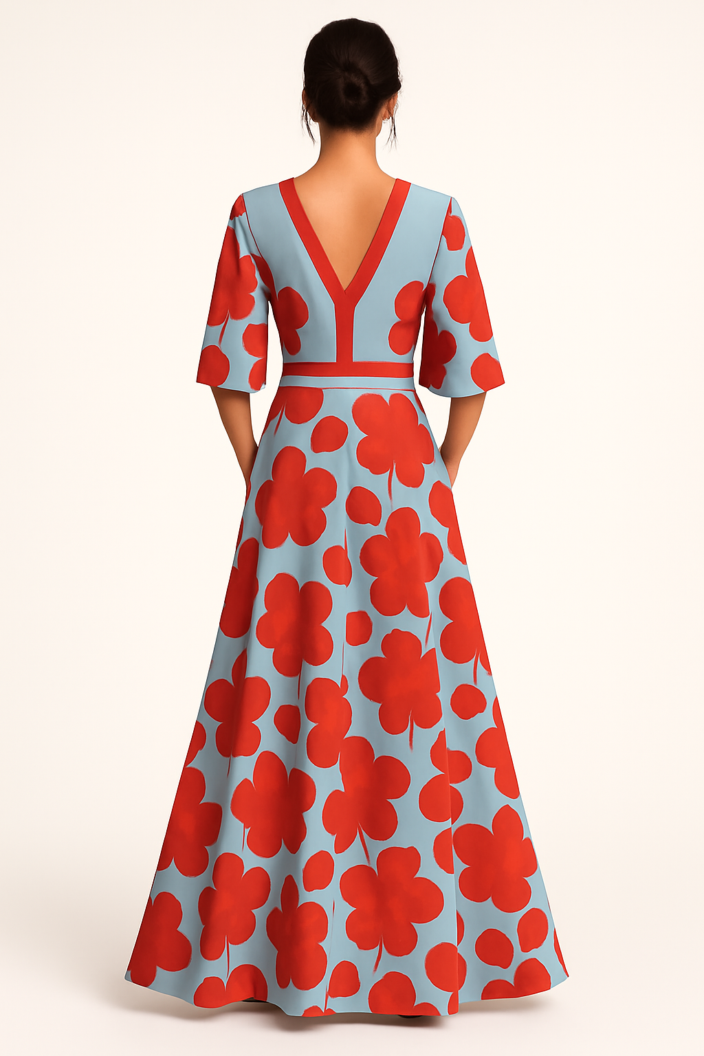 Vestido Maxi de Verano con Escote en V Floral