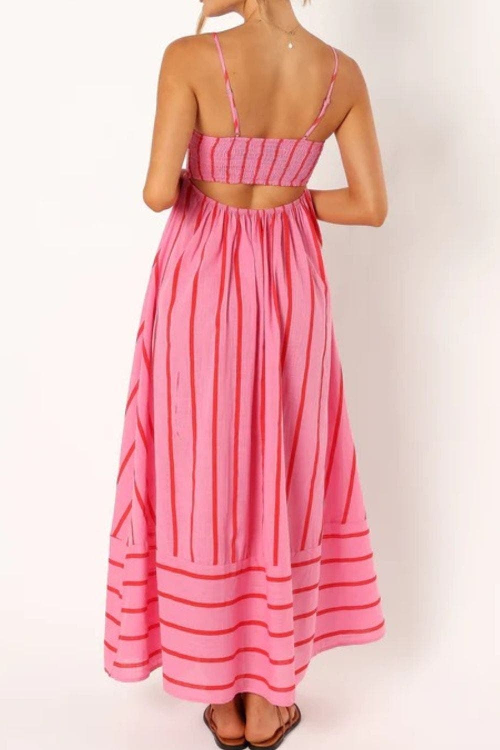 Vestido Maxi de Playa de Verano con Tirantes a Rayas