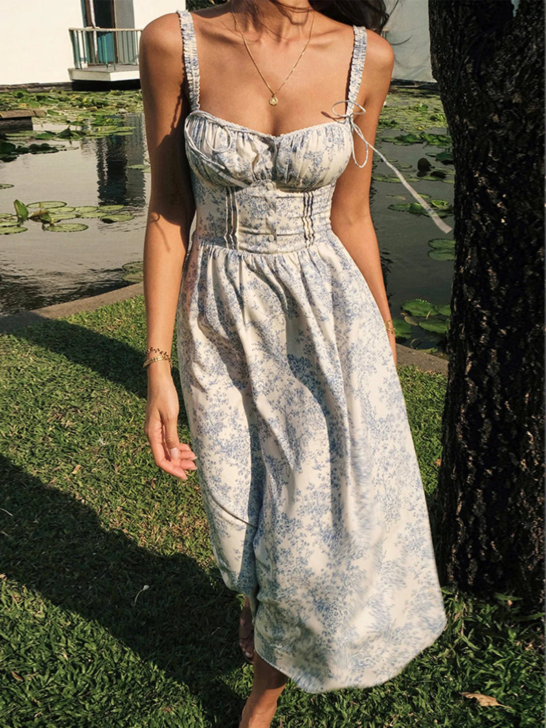Vestido Midi de Cóctel Floral de Verano