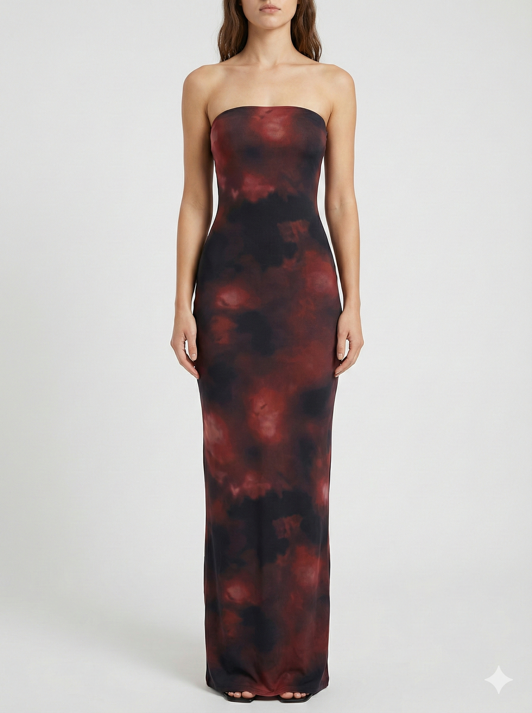 Vestido Maxi Impreso Sin Tirantes – Vestido Elegante de Verano para Mujeres