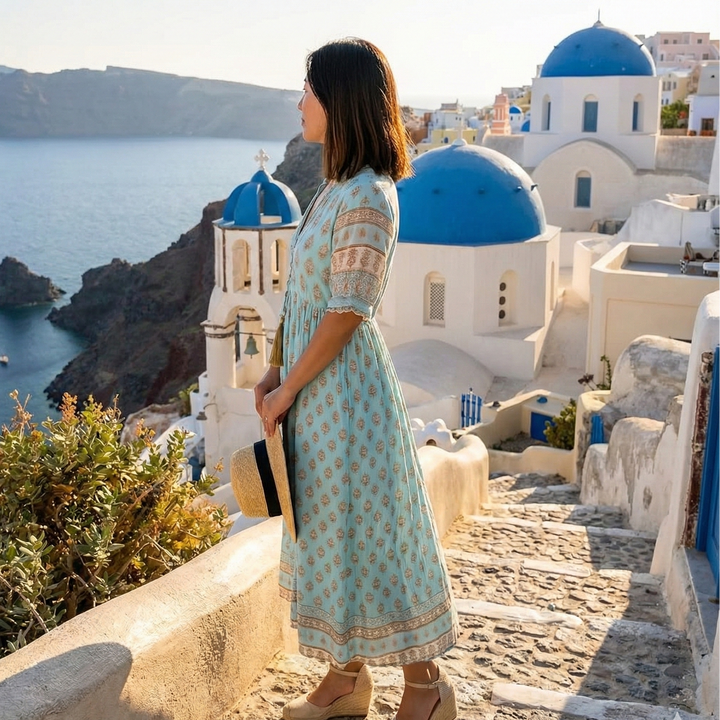 Vestido midi de verano para mujer – estilo boho de playa con bolsillos