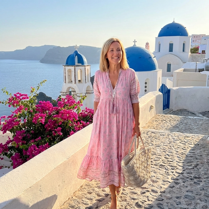 Vestido midi de verano para mujer – estilo boho de playa con bolsillos