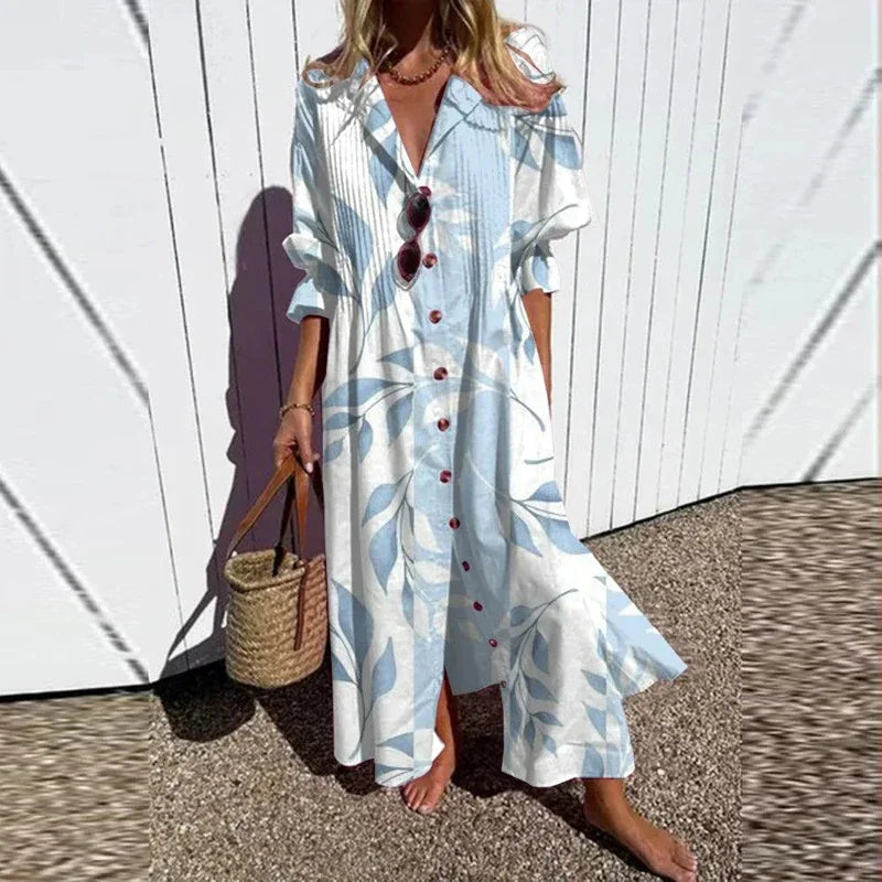 Vestido de Impresión de Círculo Geométrico – Estilo Vintage de Manga Abullonada A-Line para Verano
