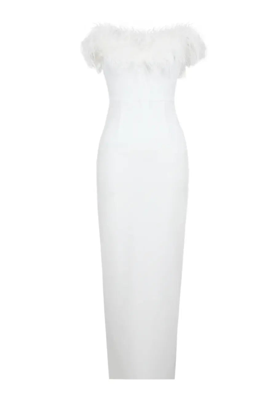 Maxi vestido de invitada de boda de noche Blanco