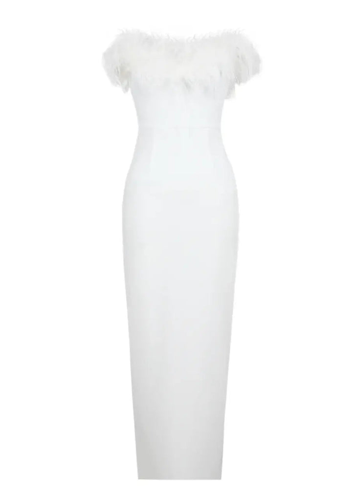 Maxi vestido de invitada de boda de noche Blanco