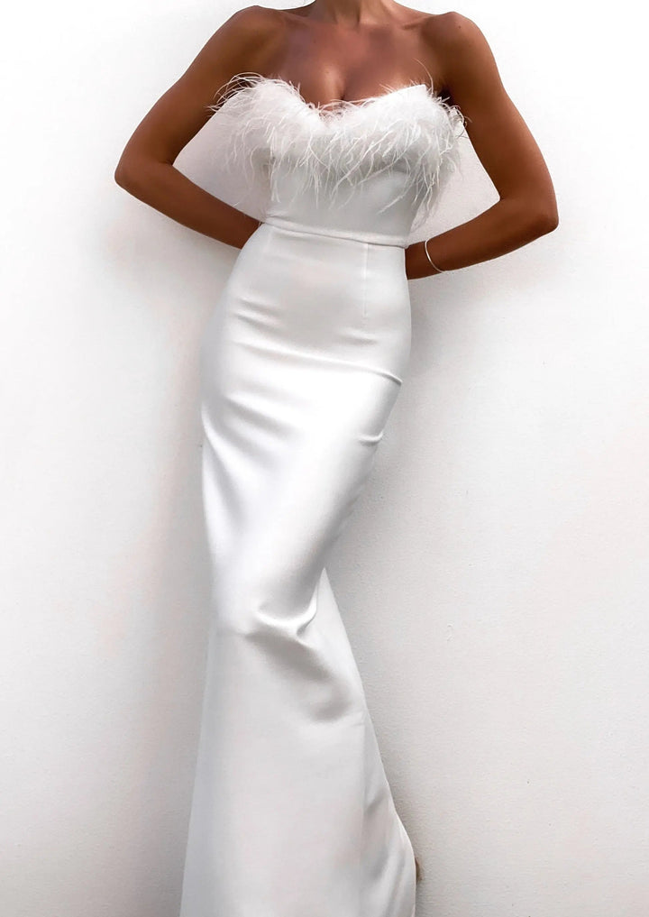Maxi vestido de invitada de boda de noche Blanco