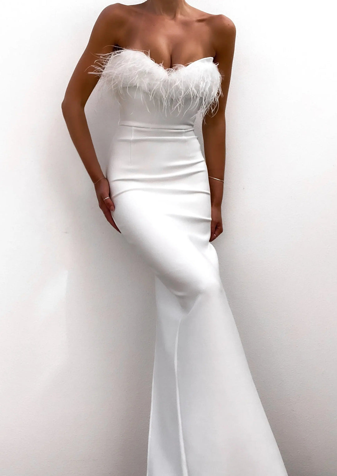 Maxi vestido de invitada de boda de noche Blanco