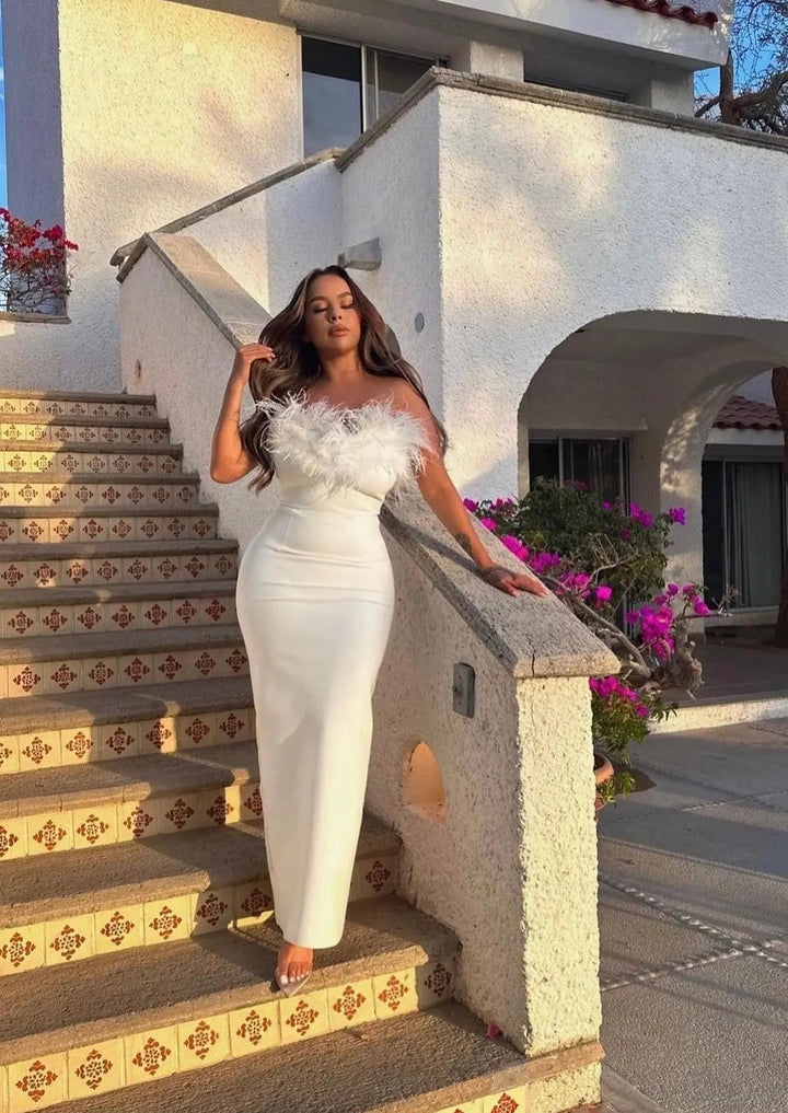 Maxi vestido de invitada de boda de noche Blanco
