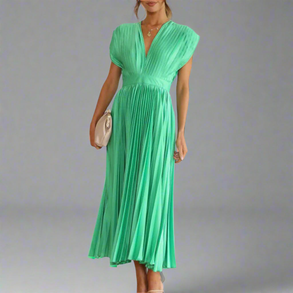 Åsa | Vestido Midi Sin Mangas Plisado para Mujeres