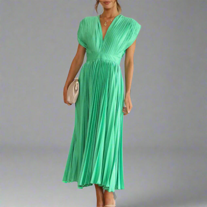 Åsa | Vestido Midi Sin Mangas Plisado para Mujeres