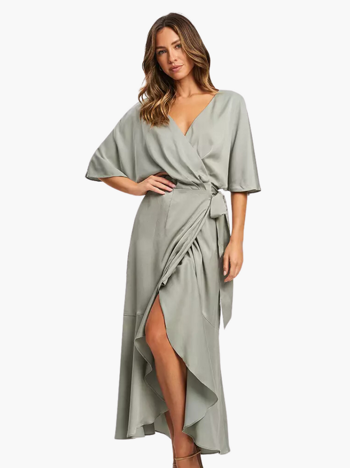 Priscia | Vestido Midi de Manga Corta para Mujeres
