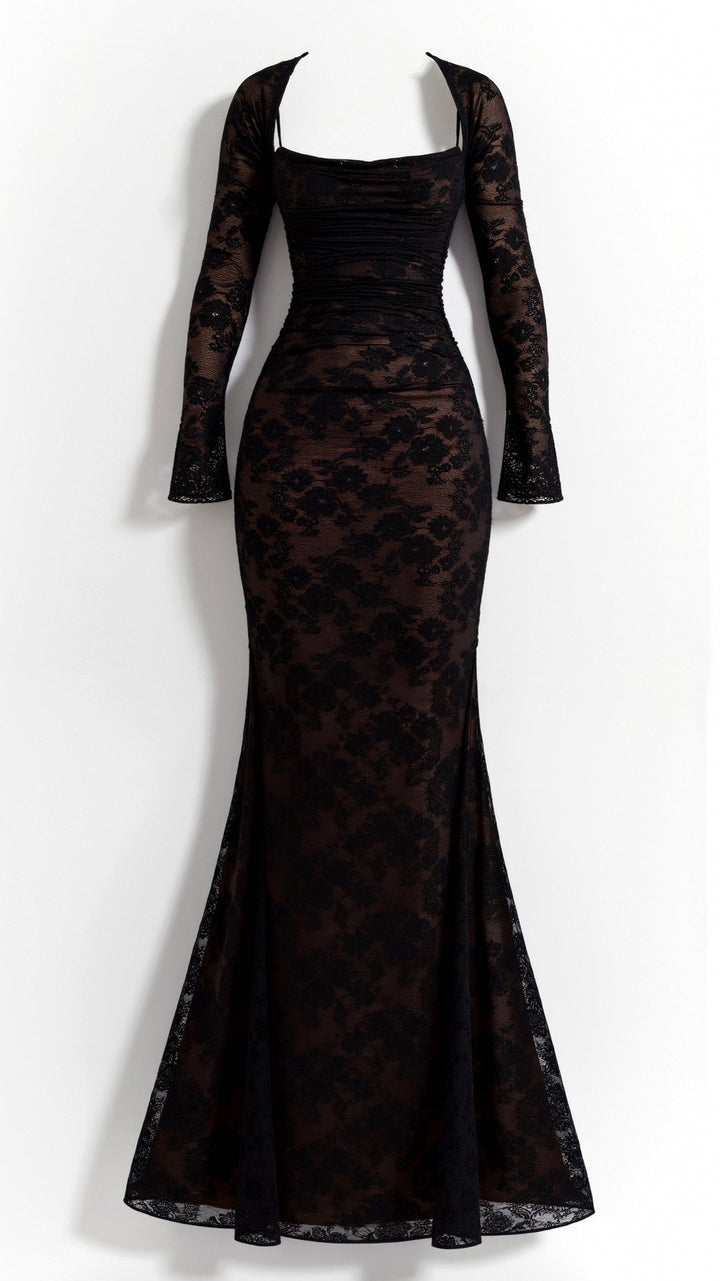 Vestido Maxi de Invitada de Boda con Encaje Largo Livilla