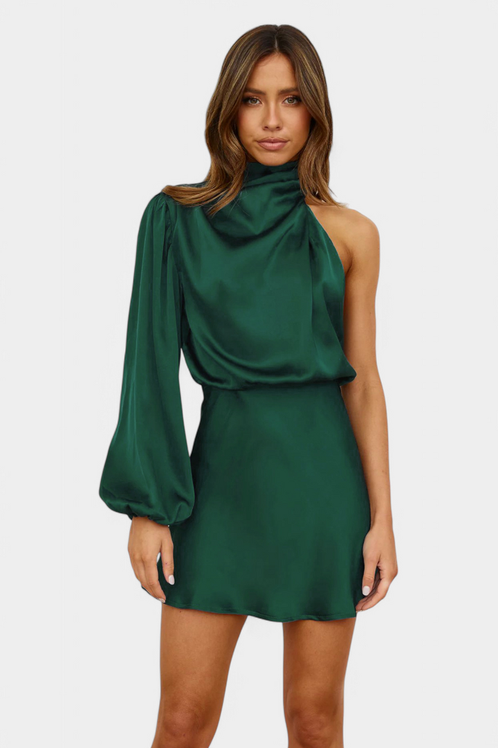 Mara Vestido Mini Drapado de Un Hombro
