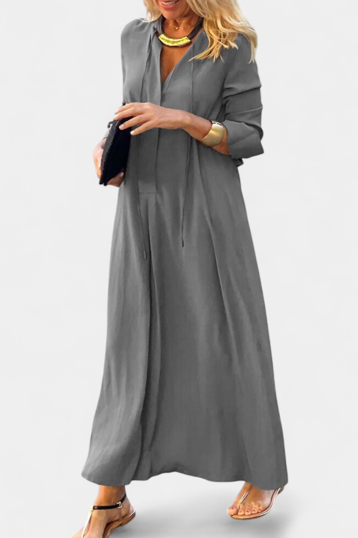 Verónica Vestido de Manga Larga con Escote en V