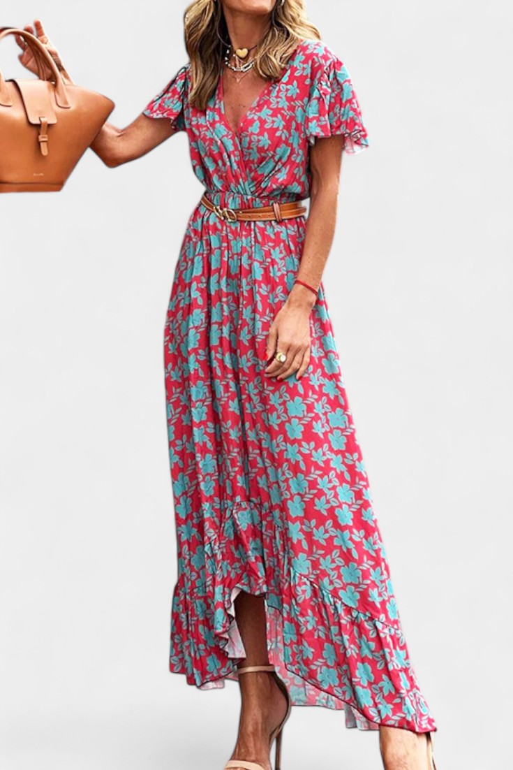 Kinslee Vestido Maxi de Estilo Swing con Escote en V