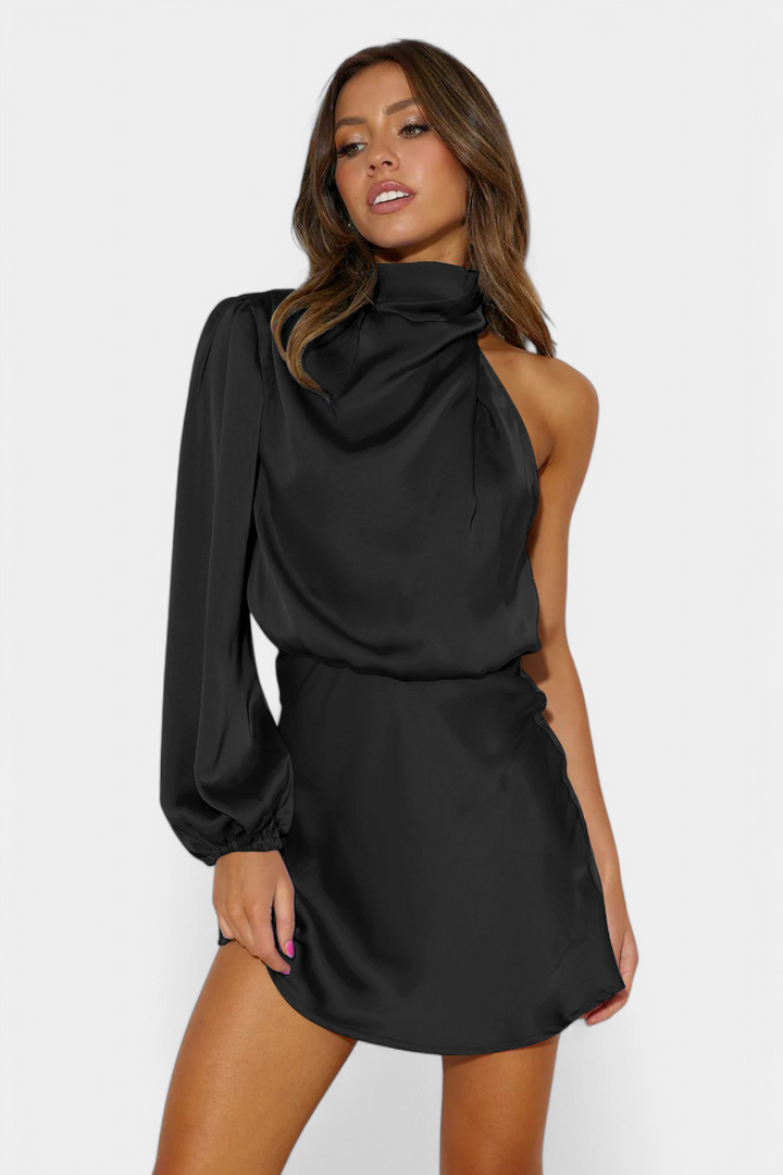Mara Vestido Mini Drapado de Un Hombro