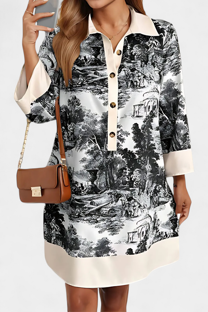 Wilma Vestido Camisero Estampado Paisaje
