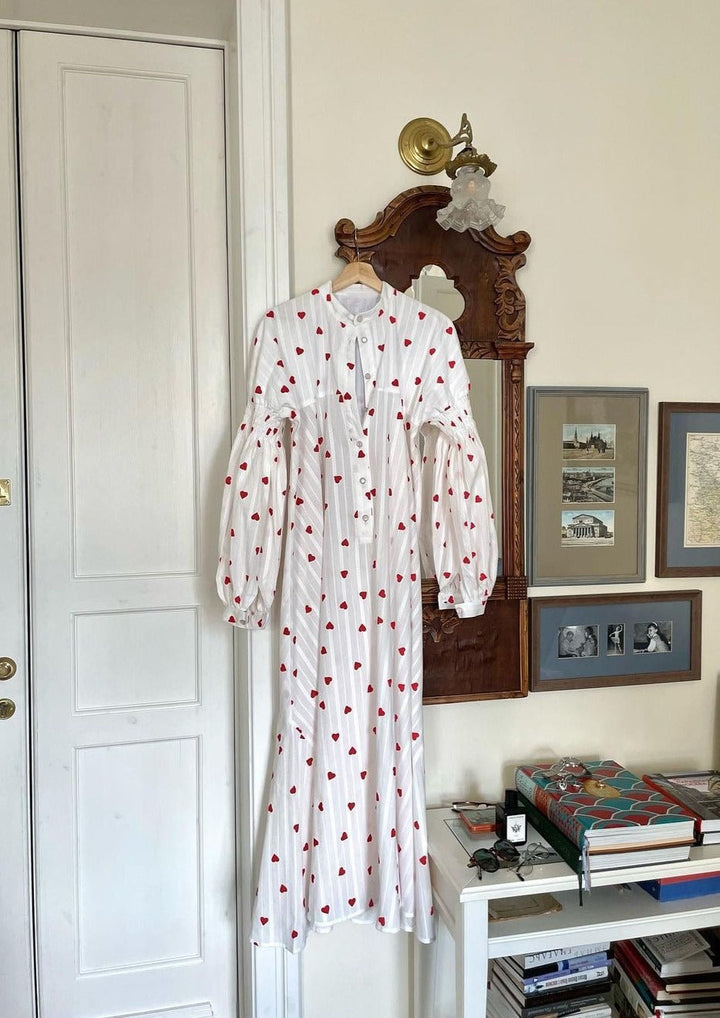 Vestido Camisa Bordado de Corazones Oversized de Verano