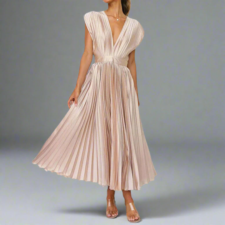 Åsa | Vestido Midi Sin Mangas Plisado para Mujeres