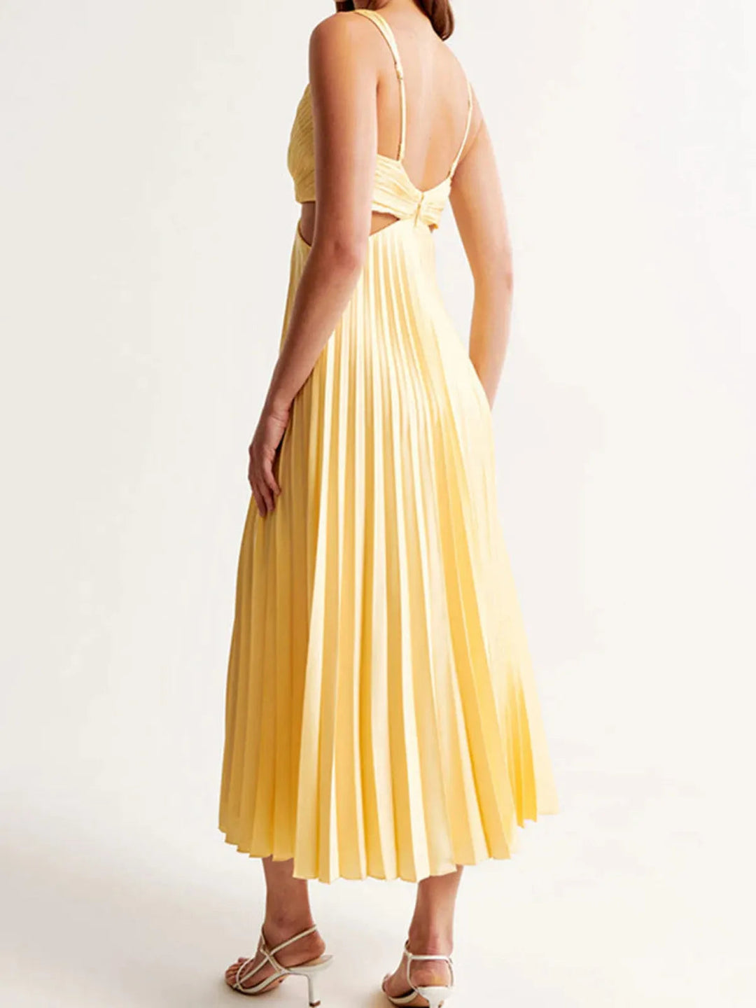 Vestido Maxi de Fiesta de Verano Plisado Amarillo