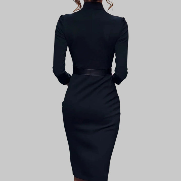Claere | Vestido Midi Ajustado con Cinturón para Mujer