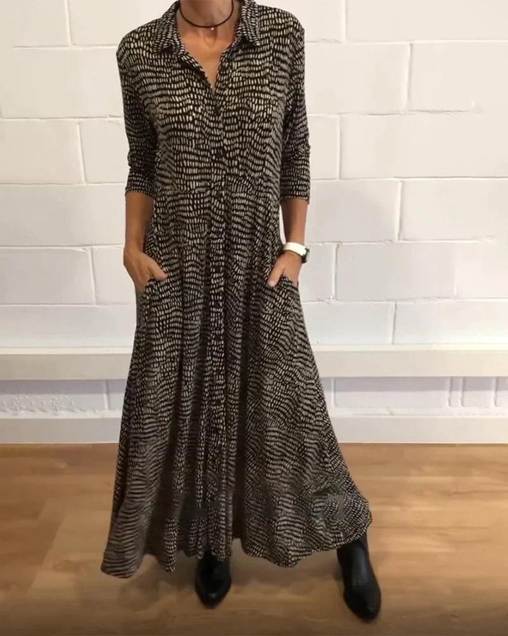 Vestido Largo Relajado Con Escote En V