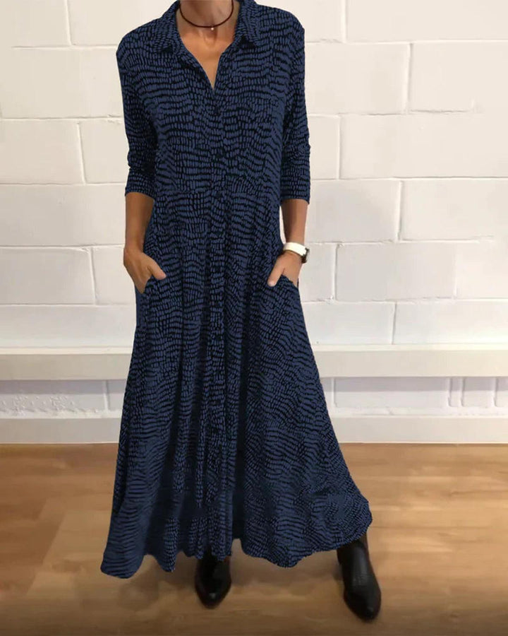 Vestido Largo Relajado Con Escote En V
