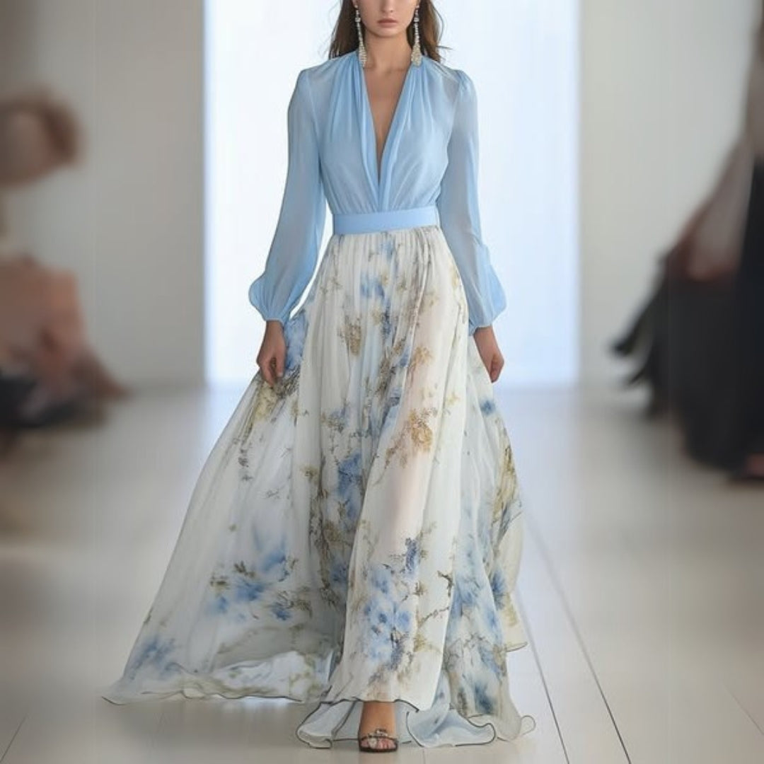 Elegante Vestido Maxi de Fiesta Floral de Verano