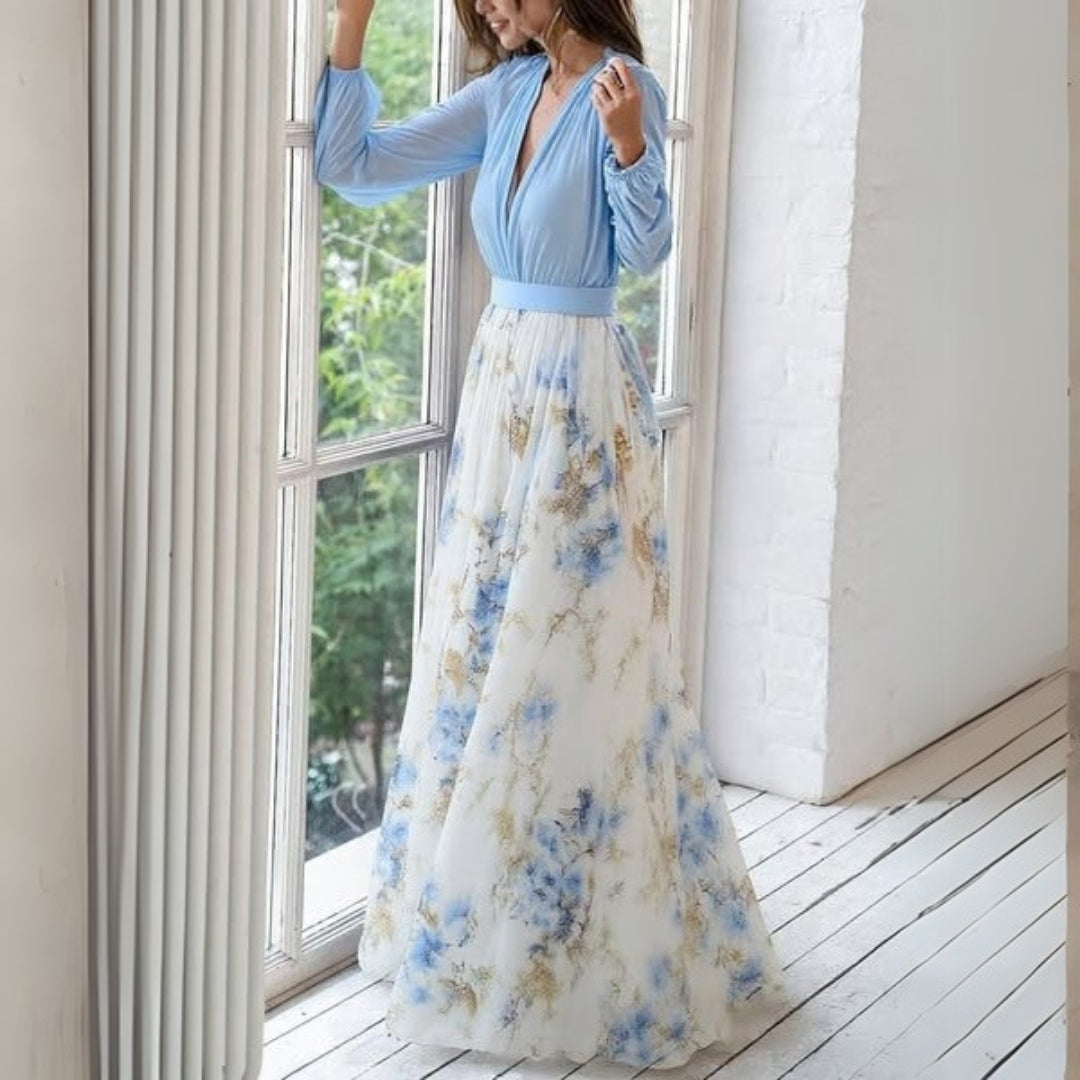 Elegante Vestido Maxi de Fiesta Floral de Verano