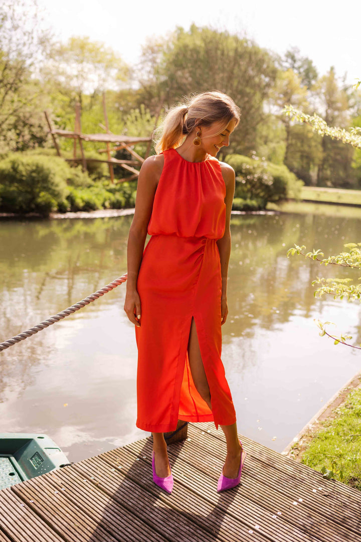 Lacey | Vestido Midi de Cuello Halter para Mujeres