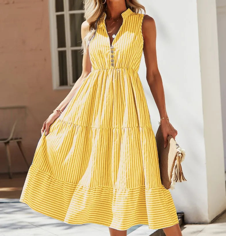Violeta | Vestido Midi Flowy a Rayas para Mujeres