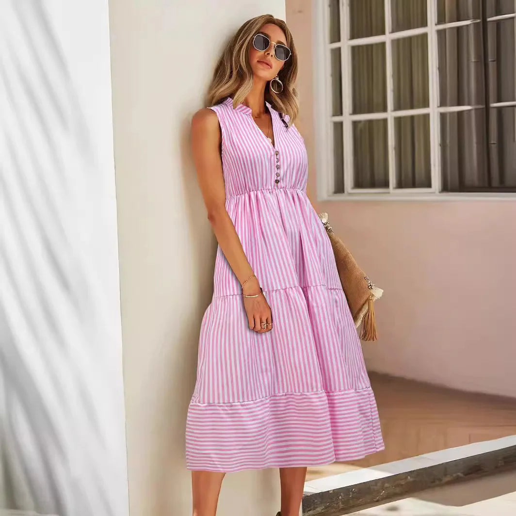Violeta | Vestido Midi Flowy a Rayas para Mujeres