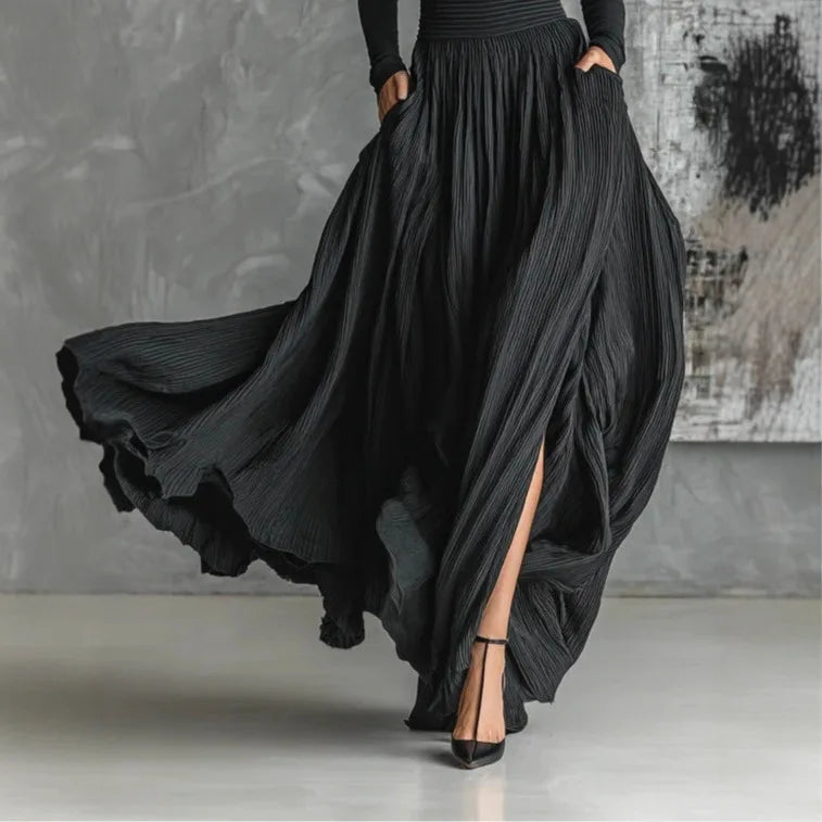 Zavelli Elegante Vestido Largo Negro