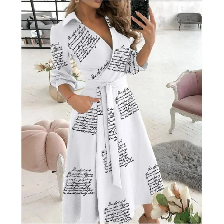 Savvie | Vestido Midi Envolvente de Manga Larga para Mujeres