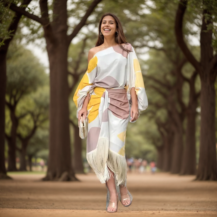 Mariska | Vestido Midi de Una Sola Manga para Mujeres