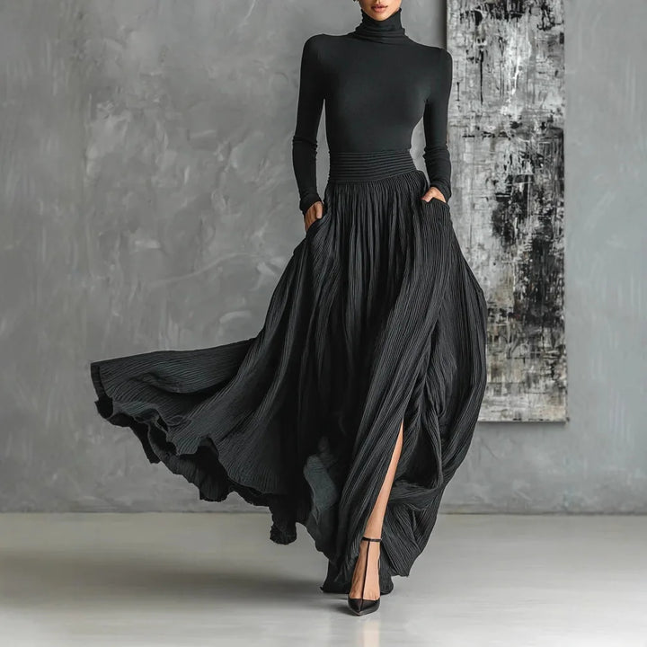 Zavelli Elegante Vestido Largo Negro