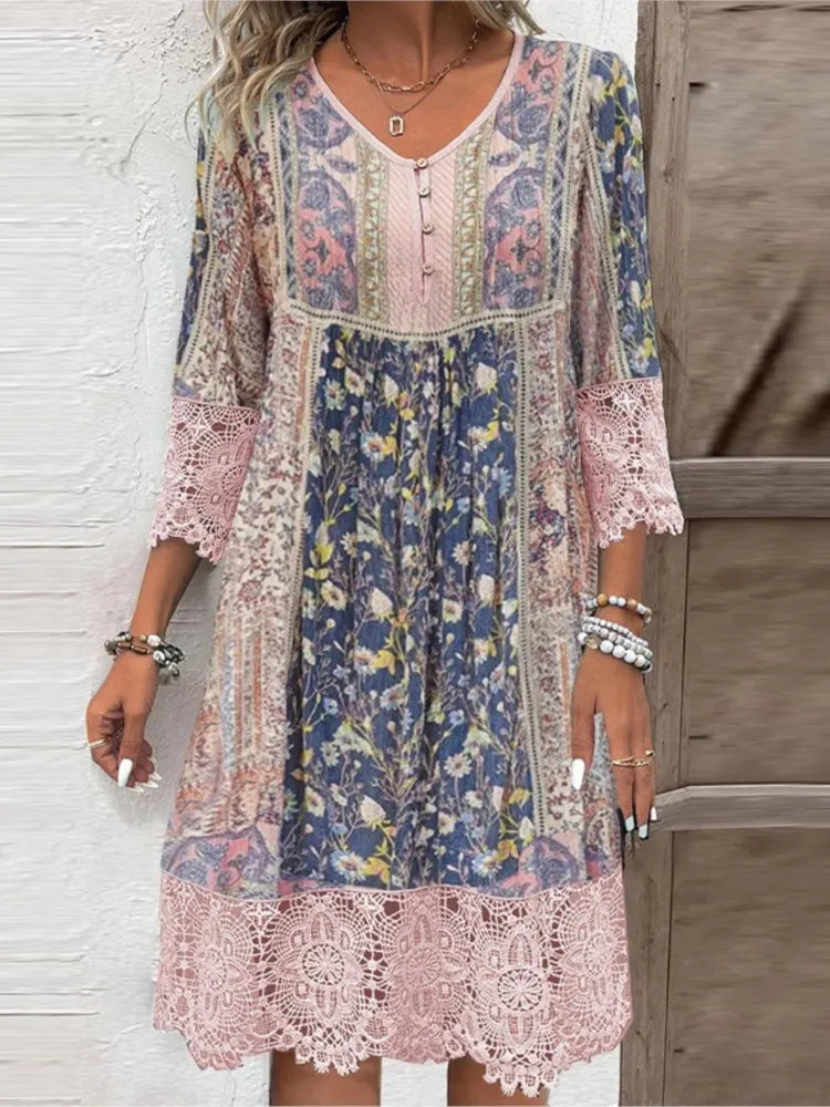 Fabienne | Vestido Midi con Encaje para Mujeres