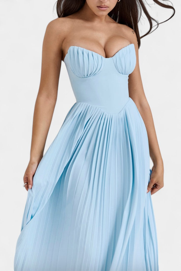 Seraphina Vestido Bustier Plisado Sin Tirantes