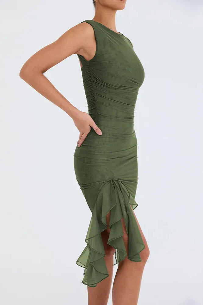 Alma | Vestido Midi de Cóctel Sin Mangas para Mujeres