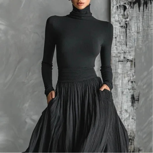 Zavelli Elegante Vestido Largo Negro