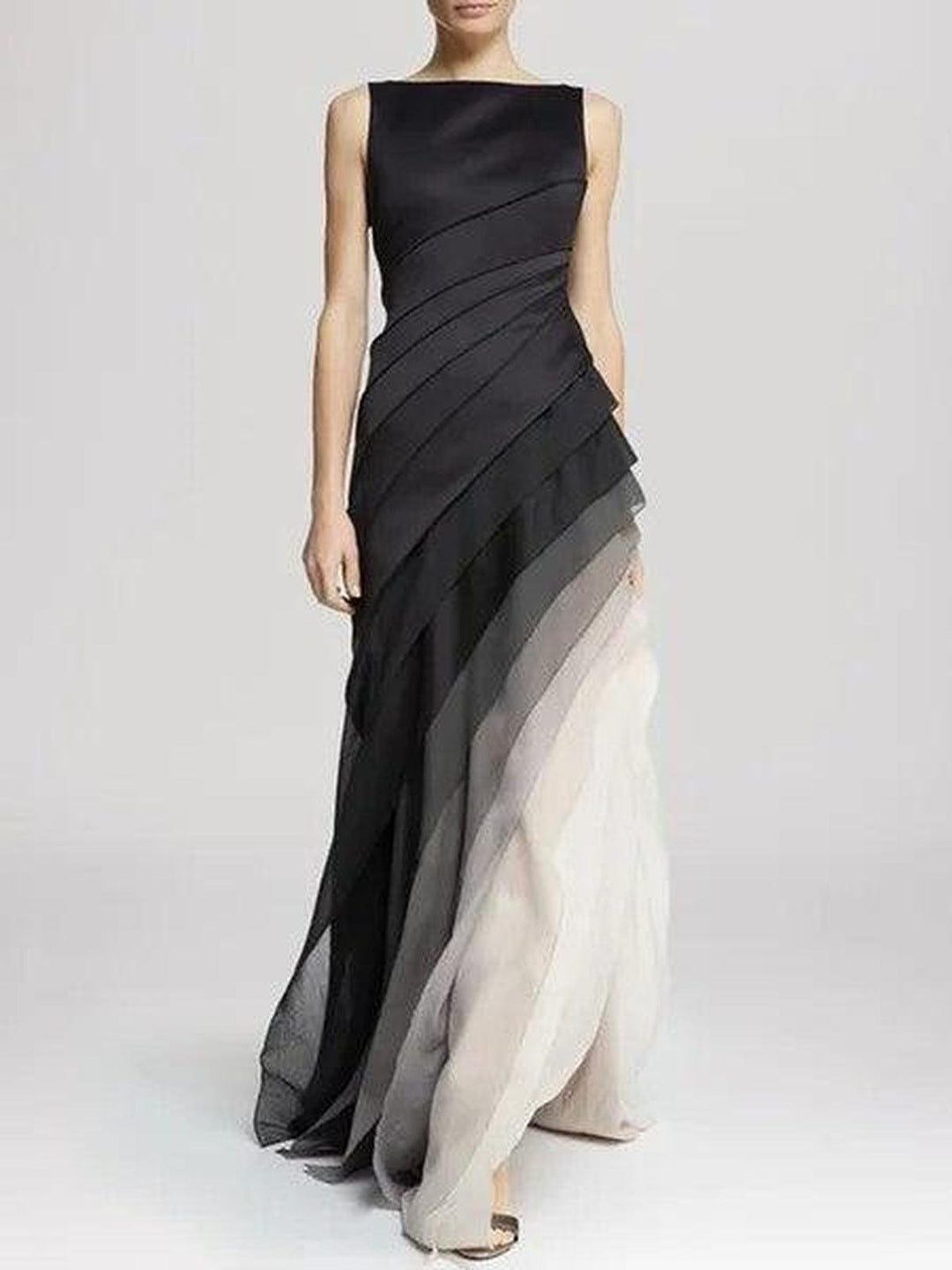 Vestido Maxi de Satén Sin Mangas - para Ocasiones Especiales