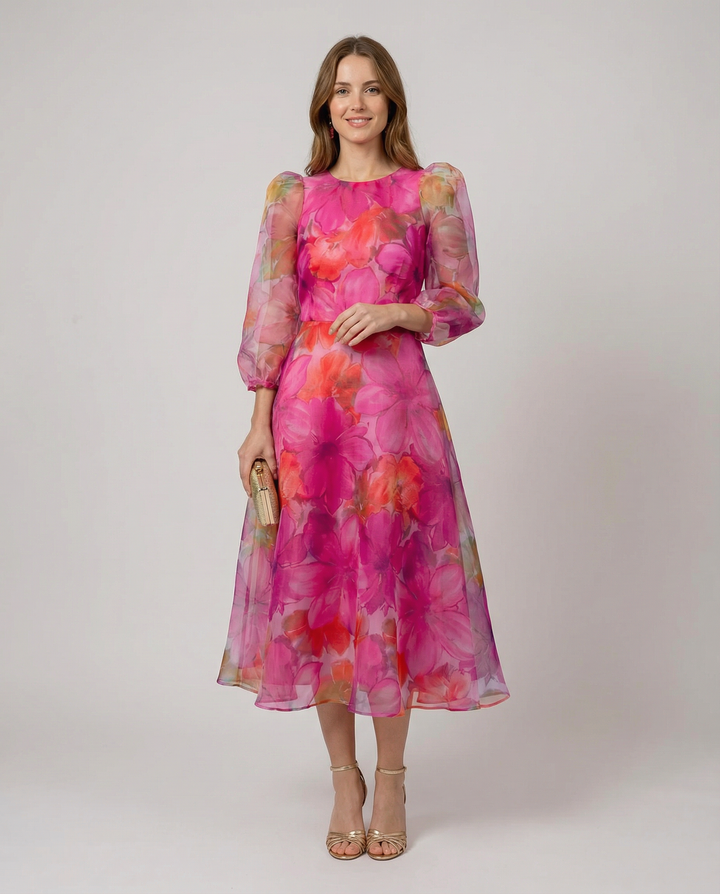 Vestido de Malla – Diseño Impreso Elegante para la Oficina y Eventos de Verano