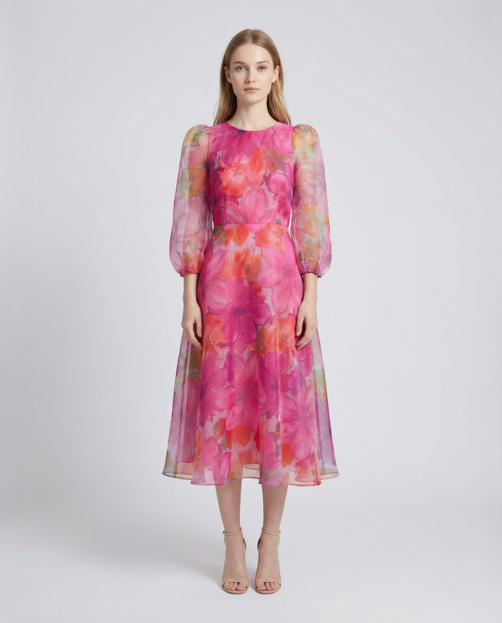 Vestido de Malla – Diseño Impreso Elegante para la Oficina y Eventos de Verano
